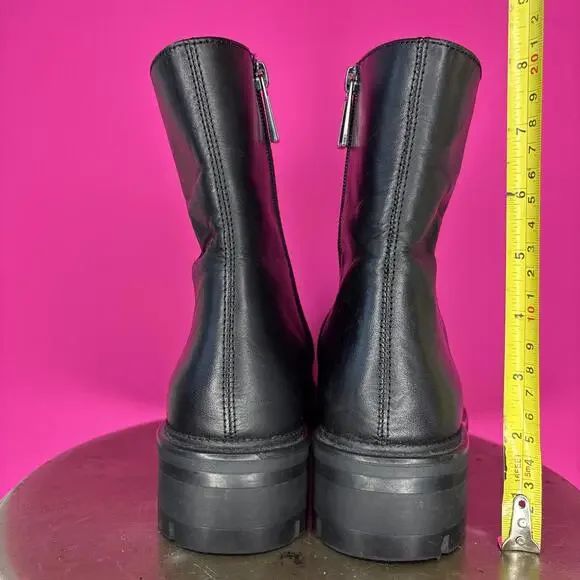 Dolce Vita Clear Lottie Black Leather Lace-Up Combat Boot Sz 7.5
